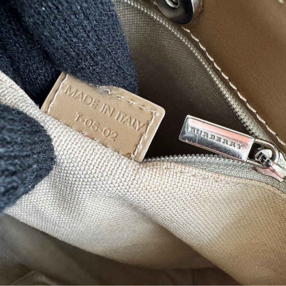 Burberry Plaid Nova Check Small Tote Handbag - Taupe and Candy Pink - Silver HW - Picture 10 of 15